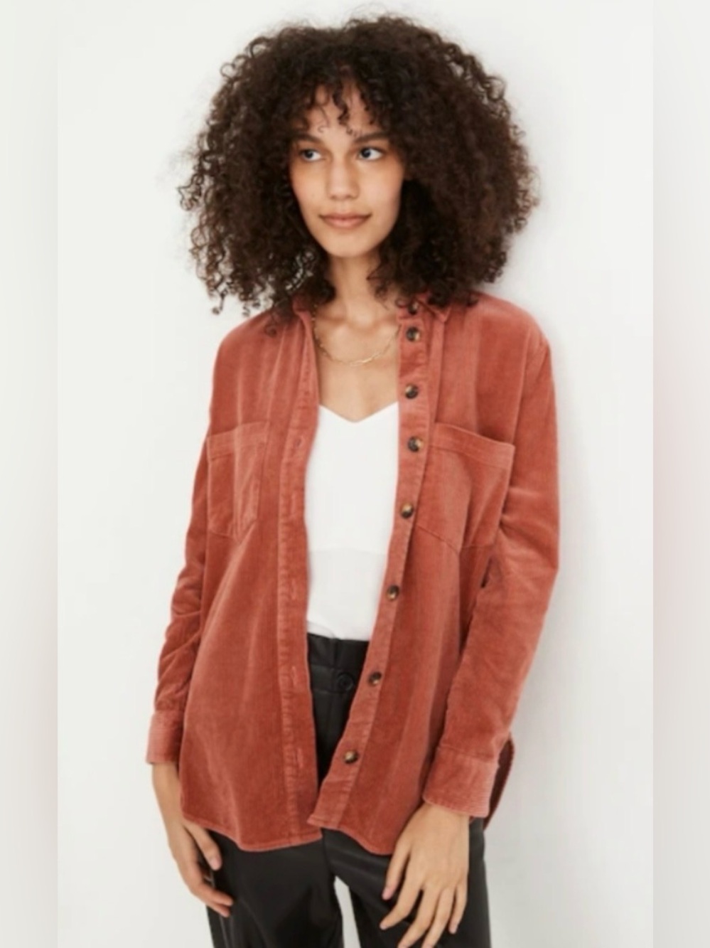 Madewell Sunday Corduroy Shirt in Dusty Rose Shacket Shirt Jacket Size XXS
